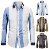 Blank T Shirt Men Autumn Winter Single Breasted  Lapel Full Print Beach Long Turtle Neck Long Sleeve  Tees Men