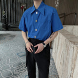 Men's Summer Casual Short-Sleeved Shirts/Male Loose and Trend Camisa Masculina Fashion Houndstooth Shirts Clothing Homme