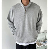 Y2k Clothes Autumn Lapel Man Sweatshirts Oversize High Street Solid Color Long Sleeve Casual Loose Harajuku Pullover Tracksuits