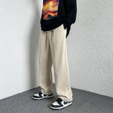 Foesce New Corduroy Men's Casual Pants Drawstring Designer Loose Straight Trousers For Man Streetwear Solid Color Male Pant