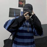 Foesce Autumn Korean Oversized Tshirt Women T Shirt Men Loose Harajuku BF Retro Striped Fake Two-piece Long-sleeved T-shirt Student Top