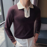 High Quality Lapel Pullover Sweater Colors Knitted Sweater For Men Pull Homme Men Winter Sweater Brand Polo Sweater