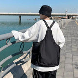 Foesce Motorcycle Biker Tactical Vest Large Tank Tops Pocket Cargo Summer Casual Suspenders Shirt Man Loose Sleeveless Safari Jacket