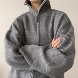Foesce New Turtleneck Sweater Cardigan Men Winter Korean Fashion All-match Solid Color Zipper Knitted Cardigan for Men Streetwear
