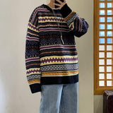 Fashion Round Neck Sweater for Men Autumn Winter Baggy Vintage Pullover Knitwear Couple Long-Sleeved Tops Casual Warm Clothes