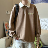 Zipper Polo Sweatshirt  Men Women Stand-Up Collar Hoodie Trendy Lover Print Harajuku College Style Oversize Casual Sports Jacket