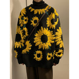 Winter Thicken Flower Sweater Men Warm Fashion Casual Thick Knit Pullover Men Korean Loose Long Sleeve Sweater Mens Jumper M-XL
