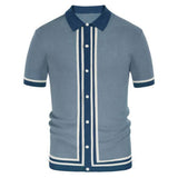 Summer Men's Luxury Clothing Knit Short Sleeve Polo Shirt Casual Streetwear Lapel Button Down Cardigan Breathable Tops