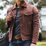 Fall Mens Leisure Solid Color Jackets Spring Fashion Long Sleeve Turn-down Collar Buttoned Coats Men Casual Loose Outerwear