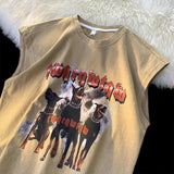 American retro tide brand three dogs sleeveless vest for men and women summer ins loose high street street vest t-shirt y2k top