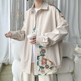 Autumn Embroidered Shirts Men Fashion Retro Flower Shirts Mens Japanese Streetwear Loose Long Sleeve Shirts Men Plus Size M-5XL