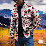 Vintage Leopard Jackets Men Spring Loose Long Sleeve Button-down Turn-down Collar Casual Coats Mens Fall Fashion Outerwear