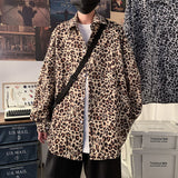 Spring New Men's Shirt Long Sleeve Leopard Oversize Couple Blouses Harajuku Hip Hop Male Casual Cardigan