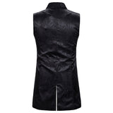 Mens Waistcoats Fall Vintage Floral Embroidery Turn-down Collar Double Breasted Sleeveless Vest Jacket Spring Men Retro Blazers