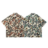 Foesce Oversize American Retro Floral Printed Short Sleeve Shirt Hip Hop Loose Casual for Men Women Shirts