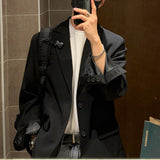 Foesce Temperament Men's Solid Blazer Loose Fashion Handsome Boy Long Sleeve Cardigan Jacket Casual Men's Clothing  New