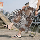 Men's Harem Pants Pocket Jogging Plaid Casual Trousers Men's Loose Hip Hop Harajuku Casual Ethnic Wide Leg Pants