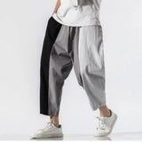 Men Pants Wide Crotch Harem Pants Loose Large Cropped Trousers Wide -Legged Bloomers Baggy Ankle Length Sweatpant