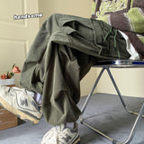 Autumn Winter Corduroy Pants Men Fashion Oversize Pocket Cargo Pants Men Streetwear Hip Hop Loose Straight Pants Mens Trousers