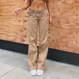 Japanese street Y2K retro star horn buckle corduroy pants autumn and winter casual kawaii straight loose bloomers ins trousers