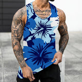 Foesce Men's Hawaii Palm Tree Printed Sleeveless Tee Tank Tops Summer Casual Beach Vest O Neck Shirt Men Gym Clothing Bodybuilding