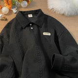 Foesce Lapel Long Sleeve T-shirt New Urban Cityboy Stripe Simple Top Unisex Spring Autumn Half Button Underlay Sweatshirt