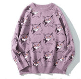 Mens Cartoon Penguin Knitted Sweater Streetwear Harajuku Vintage Jumpers Pullover Women Autumn Cotton College Sweaters Unisex