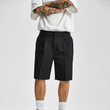 Foesce Short Men Straight  Summer Chic Fashion Solid Popular Casual Loose Trend Male Korean Suit Short Knee Length Tousers Streetwear