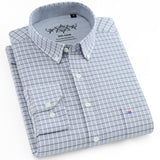 Men's Fashion Long Sleeve Solid Oxford Shirt Single Patch Pocket Simple Design Casual Standard-fit Button-down Collar Shirts