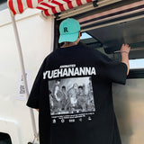 Anime print short sleeve t-shirt men's summer fashion brand ins high street loose couple clothes Klein Blue Half Sleeve T-Shirt