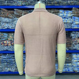 Summer Men's Knitted Shirt  Cool Silk Fabric Short Sleeve Buttons Thin Loose Shirts For Men Vintage Mens Clothing Tops
