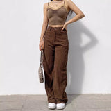 Japanese street Y2K retro star horn buckle corduroy pants autumn and winter casual kawaii straight loose bloomers ins trousers