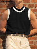 Fashion Men Tank Tops Patchwork O-neck Sleeveless Fitness Streetwear Casual Vests Summer Leisure Men Clothing 5XL 7