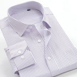 Classic striped men's business casual long-sleeved shirt brand clothing gentleman elegant wedding party loose shirt