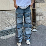 Foesce Cyber Y2K Streetwear Baggy Stacked Jeans Pants Men Clothing Straight Punk Multiple Pockets Denim Trousers Vetements Homme