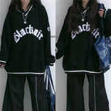 Goth Oversized T Shirt Women Men V-neck T-shirt Tops Loose Long-sleeves Letter Hot Hit Y2k Casual All-match Top Clothing