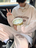 Japanese Cityboy Sweatshirt Suits Men Hip Hop Corduroy 2pcs Suit  American Lapel Shirt + Letter Pants Autumn Preppy Set