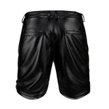 Men's Leather Shorts Elastic Fashion PU Leather Short Pants Dance & Party