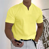 Spring Summer Men's Short Sleeve Cotton Casual Men's T-shirt High Collar Shirt Male Breathable Shirts S-3XL