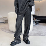 Fashion Menswear Elastic Waist Knitting Trousers New Loose Straight Long Pants Tide Autumn Winter Warm Swaetpants