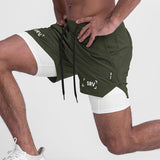 Summer Gym Men's Quick Dry 2 in 1 Shorts Jogging Fitness Training Beach Short Pants Male Sports Workout Bottoms Casual Clothing