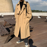 Spring New Overknee Trench British style Men's Handsome Fashion Army Green Overcoat Long Windbreaker Outerwear Men Clothing