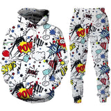 Foesce New Hip Hop 3D Cartoon Printed Hoodie + Pants Suit Cool Men/Women 2 Pcs Sportwear Tracksuit Set Spring Autumn Men's Clothing