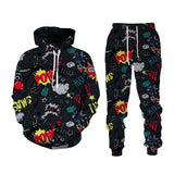 Foesce New Hip Hop 3D Cartoon Printed Hoodie + Pants Suit Cool Men/Women 2 Pcs Sportwear Tracksuit Set Spring Autumn Men's Clothing