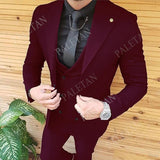 Foesce Mens Wedding Suits Groom Wear Tuxedos Prom Dresses Best Man Suit Party Suit Business Suit Three Pieces Suit( Jacket+Pants+Vest)