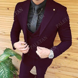 Foesce Mens Wedding Suits Groom Wear Tuxedos Prom Dresses Best Man Suit Party Suit Business Suit Three Pieces Suit( Jacket+Pants+Vest)